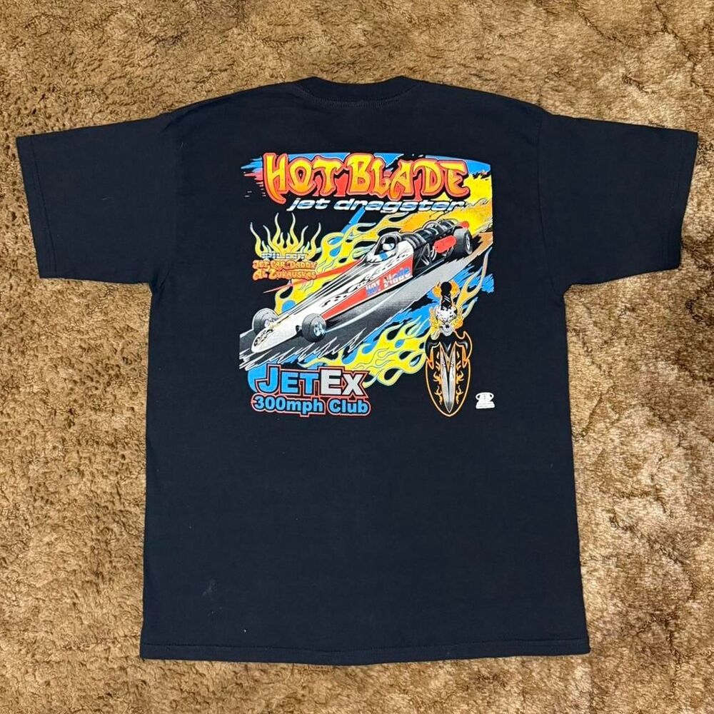 Vintage Hot Blade Jet Dragster JetEx 300mph Club Racing Graphic Tee Black Large